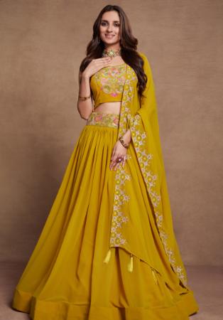 Picture of Nice Georgette Olive Lehenga Choli