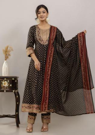 Picture of Rayon & Cotton Black Readymade Salwar Kameez