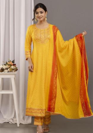 Picture of Rayon & Cotton Orange Readymade Salwar Kameez