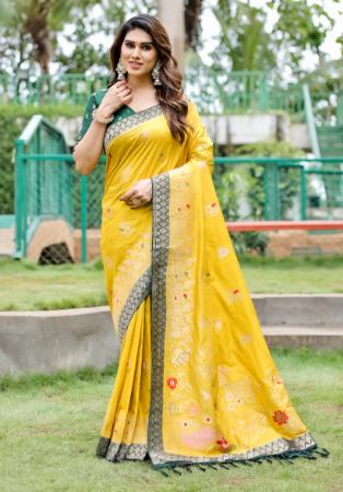 Picture of Graceful Silk Golden Rod Saree