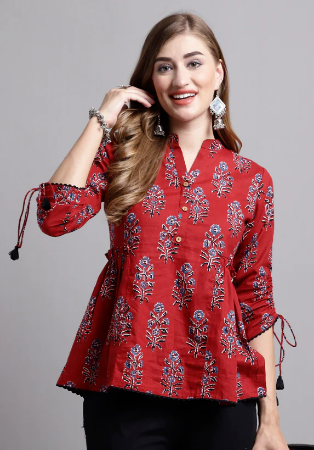 Picture of Nice Cotton Maroon Kurtis & Tunic