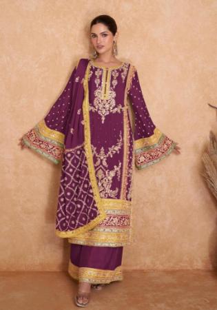 Picture of Lovely Chiffon Brown Straight Cut Salwar Kameez