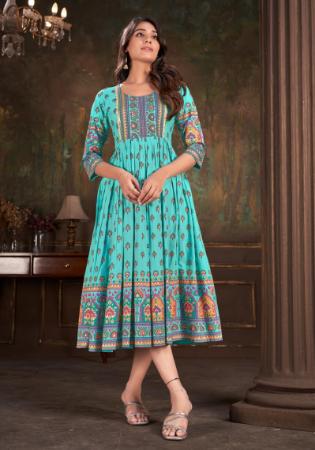 Picture of Exquisite Cotton Steel Blue Kurtis & Tunic