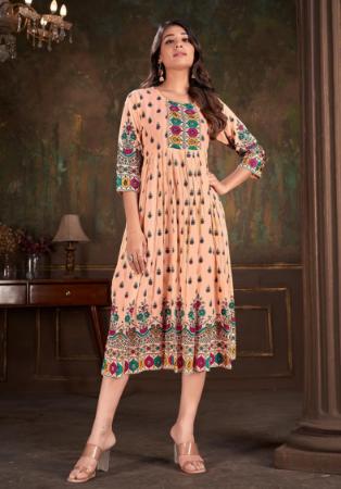 Picture of Pretty Cotton Burly Wood Kurtis & Tunic