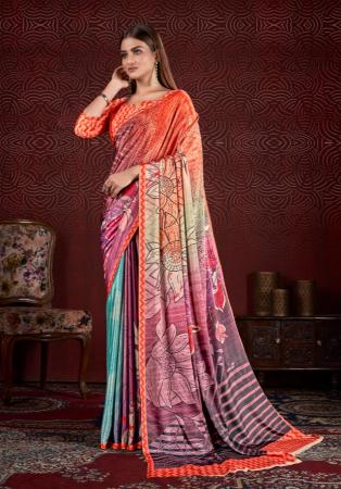 Picture of Marvelous Crepe & Silk Salmon Saree