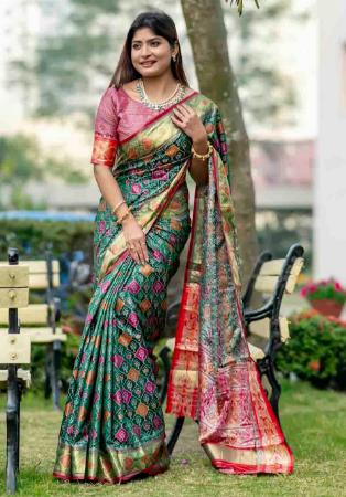 Picture of Pleasing Silk Dark Sea Green Saree