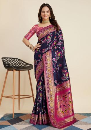 Picture of Bewitching Silk Midnight Blue Saree