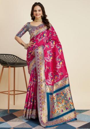 Picture of Elegant Silk Hot Pink Saree