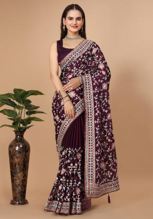 Picture of Pleasing Silk Saddle Brown Saree