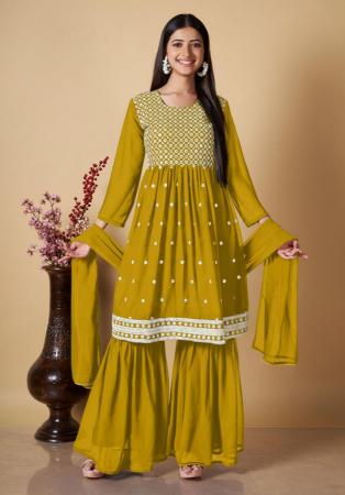 Picture of Georgette Dark Golden Rod Readymade Salwar Kameez