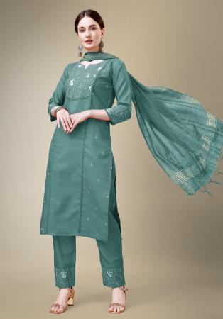 Picture of Cotton Light Slate Grey Readymade Salwar Kameez