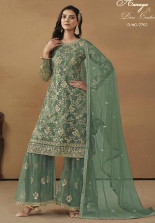 Picture of Net Dark Slate Grey Straight Cut Salwar Kameez