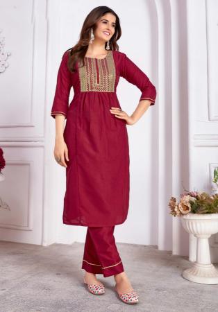 Picture of Good Looking Silk Fire Brick Readymade Salwar Kameez