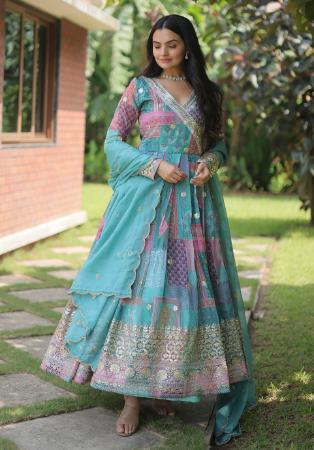 Picture of Admirable Silk Light Blue Readymade Salwar Kameez