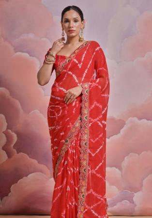 Picture of Taking Georgette Fire Brick Saree