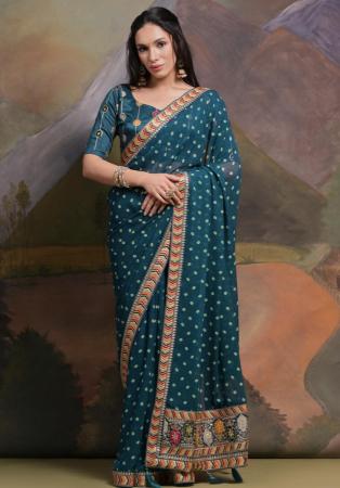 Picture of Exquisite Georgette Midnight Blue Saree