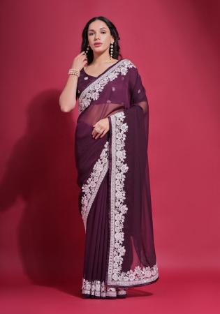 Picture of Stunning Georgette Grey Saree