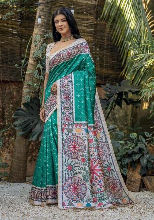 Picture of Elegant Silk Teal Saree