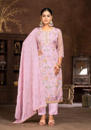 Picture of Lovely Organza Linen Straight Cut Salwar Kameez