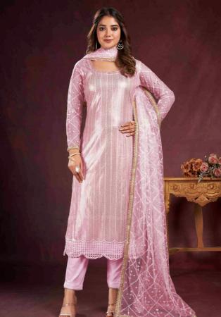 Picture of Graceful Net Pink Straight Cut Salwar Kameez