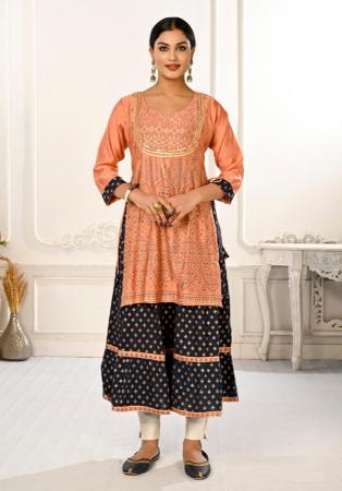 Picture of Well Formed Cotton Light Salmon Kurtis & Tunic