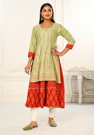 Picture of Delightful Cotton Pale Green Kurtis & Tunic