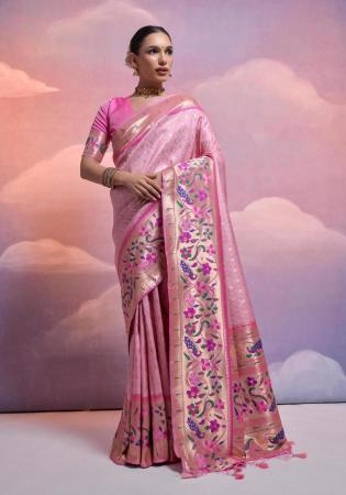 Picture of Pleasing Silk Pale Violet Red Saree