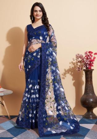 Picture of Nice Net Midnight Blue Saree