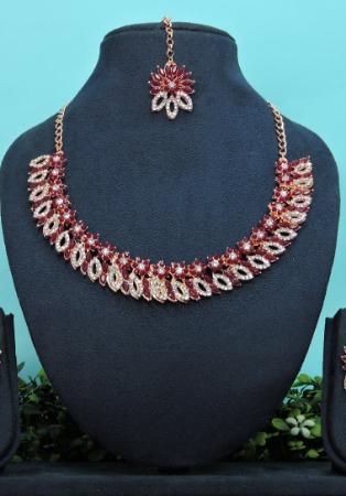 Picture of Graceful Maroon Necklace Set