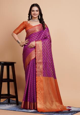 Picture of Shapely Silk Dark Orchid Saree