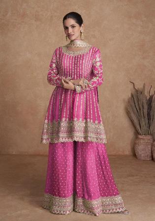 Picture of Chiffon Indian Red Straight Cut Salwar Kameez