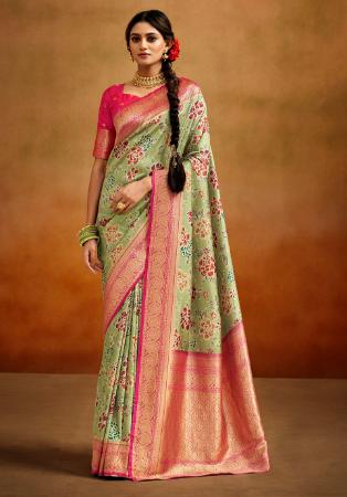 Picture of Fascinating Silk Dark Khaki Saree