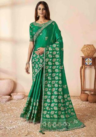 Picture of Graceful Silk Dark Sea Green Saree