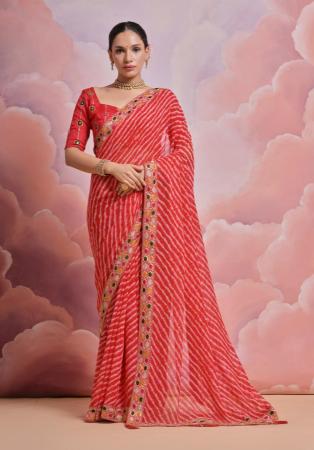 Picture of Beauteous Georgette Fire Brick Saree