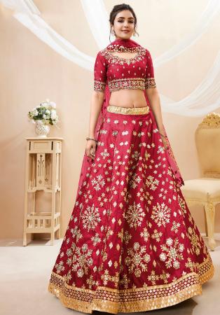 Picture of Pretty Silk Fire Brick Lehenga Choli