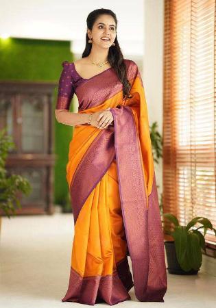 Picture of Magnificent Silk Orange Saree