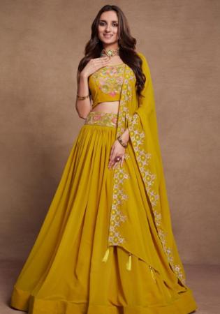 Picture of Exquisite Georgette Dark Golden Rod Lehenga Choli