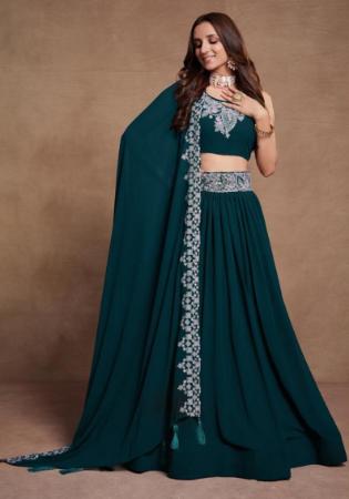 Picture of Alluring Georgette Dark Green Lehenga Choli