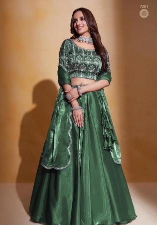 Picture of Fine Silk & Organza Sea Green Lehenga Choli