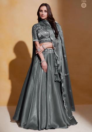 Picture of Bewitching Silk & Organza Slate Grey Lehenga Choli