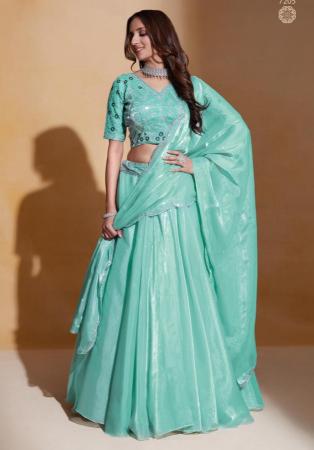 Picture of Silk & Organza Light Steel Blue Lehenga Choli