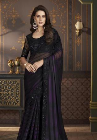 Picture of Good Looking Silk Dark Slate Grey Saree