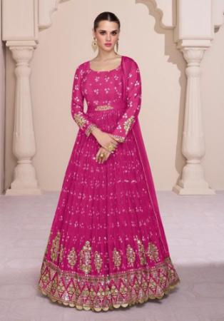 Picture of Georgette Fire Brick Straight Cut Salwar Kameez