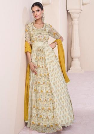 Picture of Nice Georgette Tan Straight Cut Salwar Kameez