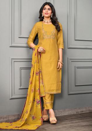 Picture of Cotton & Silk Sandy Brown Readymade Salwar Kameez