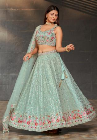 Picture of Taking Georgette Dark Sea Green Lehenga Choli