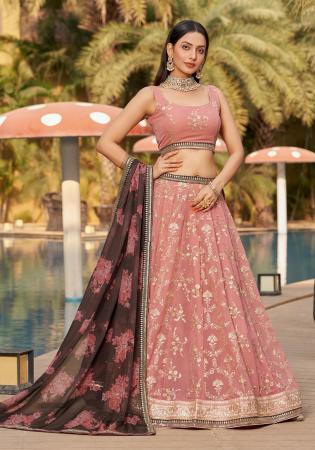 Picture of Fine Georgette Indian Red Lehenga Choli