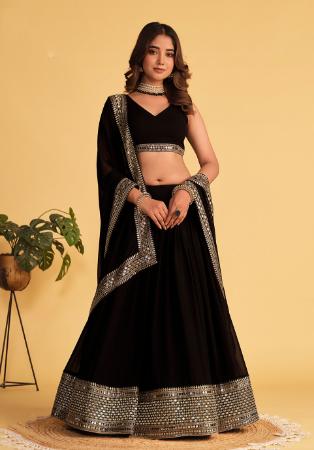 Picture of Appealing Georgette & Net Black Lehenga Choli