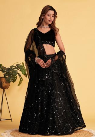 Picture of Grand Georgette & Net Black Lehenga Choli