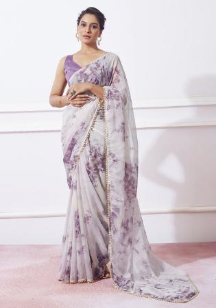 Picture of Elegant Organza Silver Saree